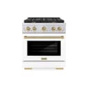 AutographEdition 30 in. 4.2 cu. ft. 4 Burner Gas Range with Convection Gas Oven in Stainless Steel with White Matte Door and Champagne Bronze Accents view 2