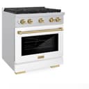 AutographEdition 30 in. 4.2 cu. ft. 4 Burner Gas Range with Convection Gas Oven in Stainless Steel with White Matte Door and Champagne Bronze Accents view 3