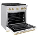 AutographEdition 30 in. 4.2 cu. ft. 4 Burner Gas Range with Convection Gas Oven in Stainless Steel with White Matte Door and Champagne Bronze Accents view 4