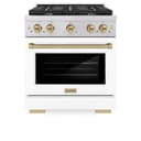 AutographEdition 30 in. 4.2 cu. ft. 4 Burner Gas Range with Convection Gas Oven in Stainless Steel with White Matte Door and Champagne Bronze Accents view 6