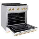 AutographEdition 30 in. 4.2 cu. ft. 4 Burner Gas Range with Convection Gas Oven in Stainless Steel with White Matte Door and Polished Gold Accents view 4