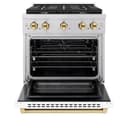 AutographEdition 30 in. 4.2 cu. ft. 4 Burner Gas Range with Convection Gas Oven in Stainless Steel with White Matte Door and Polished Gold Accents view 5