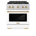 AutographEdition 30 in. 4.2 cu. ft. 4 Burner Gas Range with Convection Gas Oven in Stainless Steel with White Matte Door and Polished Gold Accents view 6