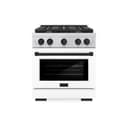 AutographEdition 30 in. 4.2 cu. ft. 4 Burner Gas Range with Convection Gas Oven in Stainless Steel with White Matte Door and Matte Black Accents view 2