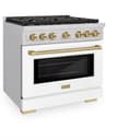 AutographEdition 36 in. 5.2 cu. ft. 6 Burner Gas Range with Convection Gas Oven in Stainless Steel with White Matte Door and Champagne Bronze Accents view 3