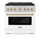 AutographEdition 36 in. 5.2 cu. ft. 6 Burner Gas Range with Convection Gas Oven in Stainless Steel with White Matte Door and Champagne Bronze Accents view 4