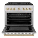 AutographEdition 36 in. 5.2 cu. ft. 6 Burner Gas Range with Convection Gas Oven in Stainless Steel with White Matte Door and Champagne Bronze Accents view 5