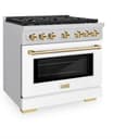 AutographEdition 36 in. 5.2 cu. ft. 6 Burner Gas Range with Convection Gas Oven in Stainless Steel with White Matte Door and Polished Gold Accents view 3