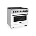 AutographEdition 36 in. 5.2 cu. ft. 6 Burner Gas Range with Convection Gas Oven in Stainless Steel with White Matte Door and Matte Black Accents view 1