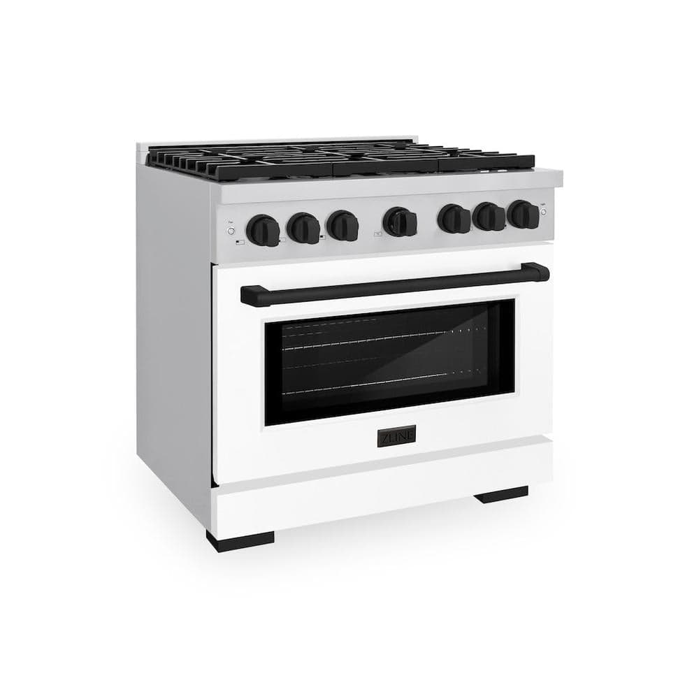 AutographEdition 36 in. 5.2 cu. ft. 6 Burner Gas Range with Convection Gas Oven in Stainless Steel with White Matte Door and Matte Black Accents