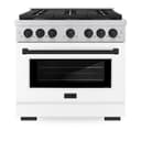 AutographEdition 36 in. 5.2 cu. ft. 6 Burner Gas Range with Convection Gas Oven in Stainless Steel with White Matte Door and Matte Black Accents view 4