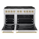 AutographEdition 48 in. 6.7 cu. ft. 8 Burner Double Oven Gas Range in Stainless Steel with White Matte Doors and Champagne Bronze Accents view 3