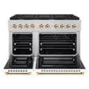 AutographEdition 48 in. 6.7 cu. ft. 8 Burner Double Oven Gas Range in Stainless Steel with White Matte Doors and Polished Gold Accents view 3