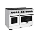 AutographEdition 48 in. 6.7 cu. ft. 8 Burner Double Oven Gas Range in Stainless Steel with White Matte Doors and Matte Black Accents view 1