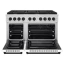 AutographEdition 48 in. 6.7 cu. ft. 8 Burner Double Oven Gas Range in Stainless Steel with White Matte Doors and Matte Black Accents view 3