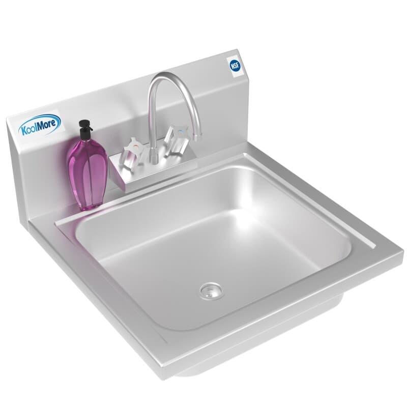 17 in. Stainless Steel Commercial Hand Sink with Gooseneck Faucet, Bowl Size 14" x 10" x 5