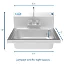 17 in. Stainless Steel Commercial Hand Sink with Gooseneck Faucet, Bowl Size 14" x 10" x 5 view 7