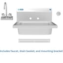 17 in. Stainless Steel Commercial Hand Sink with Gooseneck Faucet, Bowl Size 14" x 10" x 5 view 8