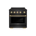 Autograph Edition 30 In. 4.2 Cu. Ft. Paramount Induction Range With 4 Element Cooktop And Electric Convection Oven In Black Stainless Steel With Champagne Bronze Accents view 1