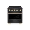 Autograph Edition 30 In. 4.2 Cu. Ft. Paramount Induction Range With 4 Element Cooktop And Electric Convection Oven In Black Stainless Steel With Polished Gold Accents view 1