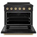 Autograph Edition 36 In. 5.2 Cu. Ft. Paramount Induction Range With 5 Element Cooktop And Electric Convection Oven In Black Stainless Steel With Champagne Bronze Helix Handle And Knob Accents view 3
