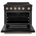 Autograph Edition 36 In. 5.2 Cu. Ft. Paramount Induction Range With 5 Element Cooktop And Electric Convection Oven In Black Stainless Steel With Polished Gold Helix Handle And Knob Accents view 3