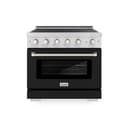 36 In. 5.2 Cu. Ft. Paramount Induction Range With 5 Element Cooktop And Electric Convection Oven In Satin Stainless Steel With Black Matte Door view 1