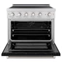 36 In. 5.2 Cu. Ft. Paramount Induction Range With 5 Element Cooktop And Electric Convection Oven In Satin Stainless Steel With Black Matte Door view 3