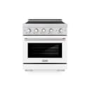 30 In. 4.2 Cu. Ft. Paramount Induction Range With 4 Element Cooktop And Electric Convection Oven In Satin Stainless Steel With White Matte Door view 1