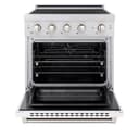 30 In. 4.2 Cu. Ft. Paramount Induction Range With 4 Element Cooktop And Electric Convection Oven In Satin Stainless Steel With White Matte Door view 3