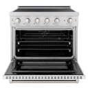 36 In. 5.2 Cu. Ft. Paramount Induction Range With 5 Element Cooktop And Electric Convection Oven In Satin Stainless Steel With White Matte Door view 3