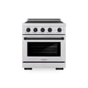 Autograph Edition 30 In. 4.2 Cu. Ft. Paramount Induction Range With 4 Element Cooktop And Electric Convection Oven In Satin Stainless Steel With Matte Black Accents view 1