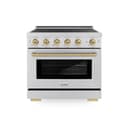 Autograph Edition 36 In. 5.2 Cu. Ft. Paramount Induction Range With 5 Element Cooktop And Electric Convection Oven In Satin Stainless Steel With Champagne Bronze Accents view 1