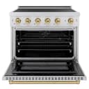 Autograph Edition 36 In. 5.2 Cu. Ft. Paramount Induction Range With 5 Element Cooktop And Electric Convection Oven In Satin Stainless Steel With Champagne Bronze Accents view 3