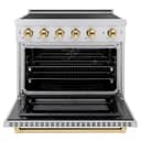 Autograph Edition 36 In. 5.2 Cu. Ft. Paramount Induction Range With 5 Element Cooktop And Electric Convection Oven In Satin Stainless Steel With Polished Gold Accents view 3