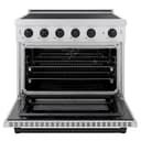 Autograph Edition 36 In. 5.2 Cu. Ft. Paramount Induction Range With 5 Element Cooktop And Electric Convection Oven In Satin Stainless Steel With Matte Black Accents view 3