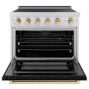 Autograph Edition 36 In. 5.2 Cu. Ft. Paramount Induction Range With 5 Element Cooktop And Electric Convection Oven In Satin Stainless Steel With Black Matte Door And Polished Gold Accents view 3