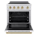 Autograph Edition 30 In. 4.2 Cu. Ft. Paramount Induction Range With 4 Element Cooktop And Electric Convection Oven In Satin Stainless Steel With White Matte Door And Champagne Bronze Accents view 3