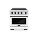 Autograph Edition 30 In. 4.2 Cu. Ft. Paramount Induction Range With 4 Element Cooktop And Electric Convection Oven In Satin Stainless Steel With White Matte Door And Matte Black Accents view 1