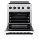 Autograph Edition 30 In. 4.2 Cu. Ft. Paramount Induction Range With 4 Element Cooktop And Electric Convection Oven In Satin Stainless Steel With White Matte Door And Matte Black Accents view 3