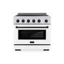 Autograph Edition 36 In. 5.2 Cu. Ft. Paramount Induction Range With 5 Element Cooktop And Electric Convection Oven In Satin Stainless Steel With White Matte Door And Matte Black Accents view 1