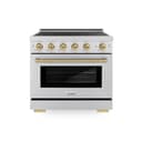 Autograph Edition 36 In. 5.2 Cu. Ft. Paramount Induction Range With 5 Element Cooktop And Electric Convection Oven In Stainless Steel With Champagne Bronze Accents view 1