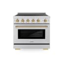 Autograph Edition 36 In. 5.2 Cu. Ft. Paramount Induction Range With 5 Element Cooktop And Electric Convection Oven In Stainless Steel With Polished Gold Accents view 1