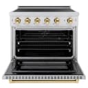 Autograph Edition 36 In. 5.2 Cu. Ft. Paramount Induction Range With 5 Element Cooktop And Electric Convection Oven In Stainless Steel With Polished Gold Accents view 3