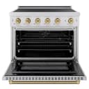 Autograph Edition 36 In. 5.2 Cu. Ft. Paramount Induction Range With 5 Element Cooktop And Electric Convection Oven In Stainless Steel With Champagne Bronze Helix Handle And Knob Accents view 3