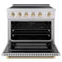 Autograph Edition 36 In. 5.2 Cu. Ft. Paramount Induction Range With 5 Element Cooktop And Electric Convection Oven In Stainless Steel With Polished Gold Helix Handle And Knob Accents view 3