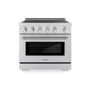 Autograph Edition 36 In. 5.2 Cu. Ft. Paramount Induction Range With 5 Element Cooktop And Electric Convection Oven In Stainless Steel With Polished Nickel Helix Handle And Knob Accents view 1