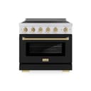 Autograph Edition 36 In. 5.2 Cu. Ft. Paramount Induction Range With 5 Element Cooktop And Electric Convection Oven In Stainless Steel With Black Matte Door And Champagne Bronze Accents view 1