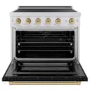 Autograph Edition 36 In. 5.2 Cu. Ft. Paramount Induction Range With 5 Element Cooktop And Electric Convection Oven In Stainless Steel With Black Matte Door And Champagne Bronze Accents view 3