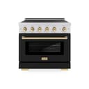 Autograph Edition 36 In. 5.2 Cu. Ft. Paramount Induction Range With 5 Element Cooktop And Electric Convection Oven In Stainless Steel With Black Matte Door And Polished Gold Accents view 1